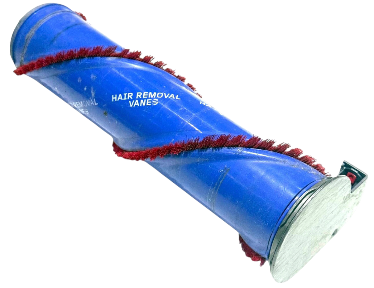 Dyson Ball Animal UP32 UP34 brush bar roller, blue with red bristles, flat view